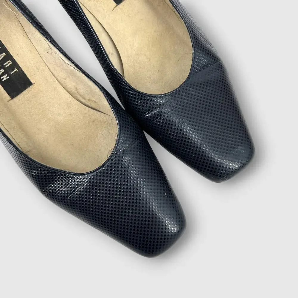 Vintage Stuart Weitzman Textured Leather Block Heel Pumps Size 7.5